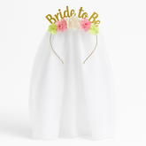 Bride-To-Be Floral Headband with Veil